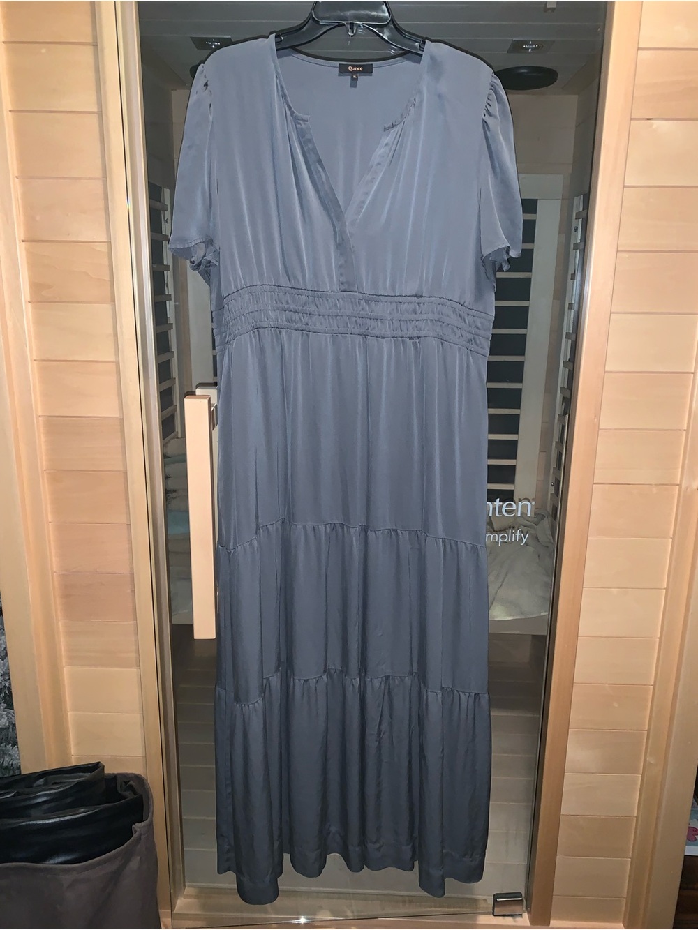 Quince Lava Smoke Tiered V-Neck Silk Maxi Dress